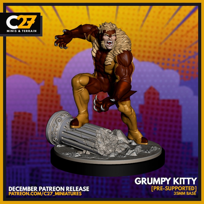 Grumpy Sabertooth Grumpy Kitty (sabertooth Fanart) on 35mm Base by C27 Minis & Terrain ...