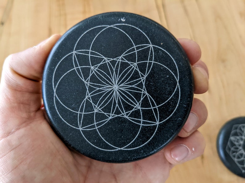 Sacred Geometry Rune Stones Polished Basalt Stone With Etsy