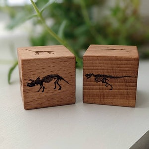 Dinosaur Kids Blocks - T-Rex, Triceratops, Stegosaurus, Velociraptor - decorative wood blocks