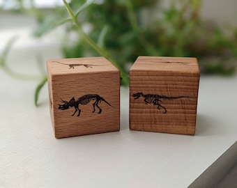 Dinosaur Kids Blocks - T-Rex, Triceratops, Stegosaurus, Velociraptor - decorative wood blocks