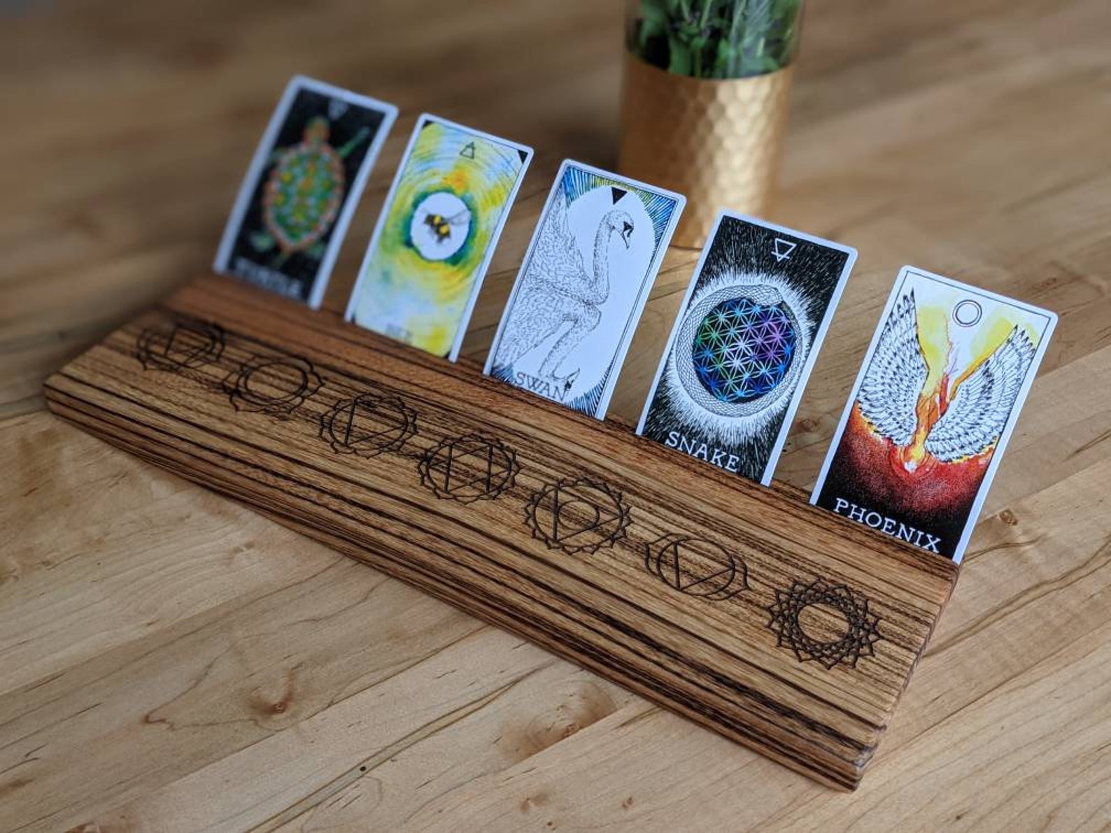 Zebrawood Tarot Card Holder Display With Seven Chakras Etsy