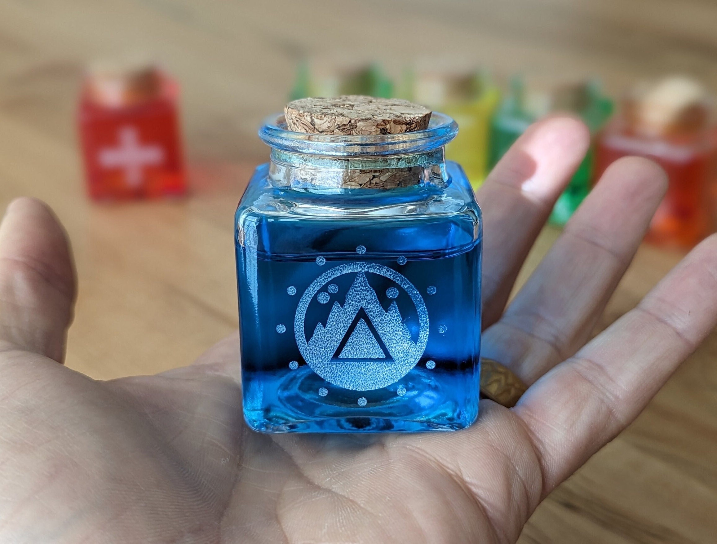 Engraved RPG Potion Bottle – Small Glass Bottle with Cork