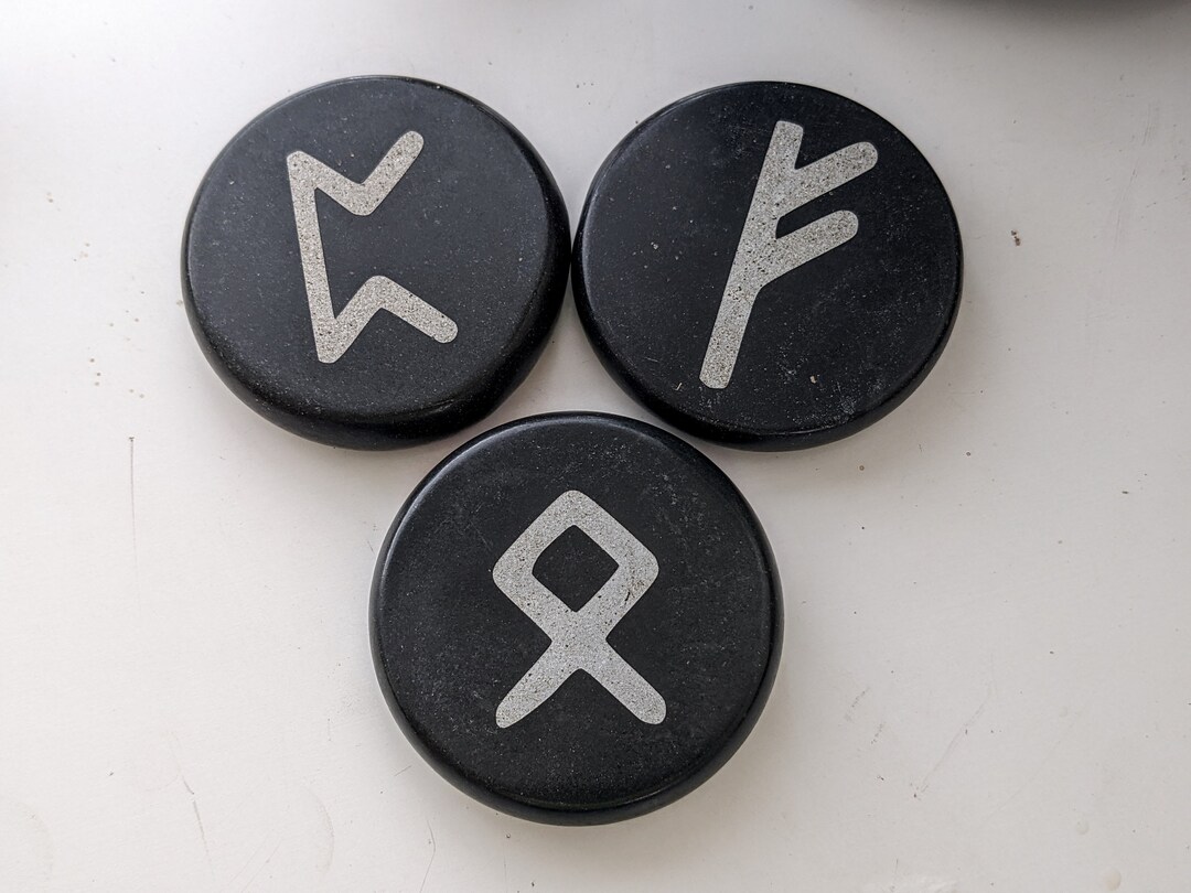Elder Futhark Rune Stones Large Polished Basalt Stone Runes Etsy