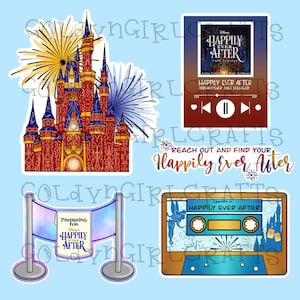 Happily Ever After pack of mini stickers 2” *waterproof*