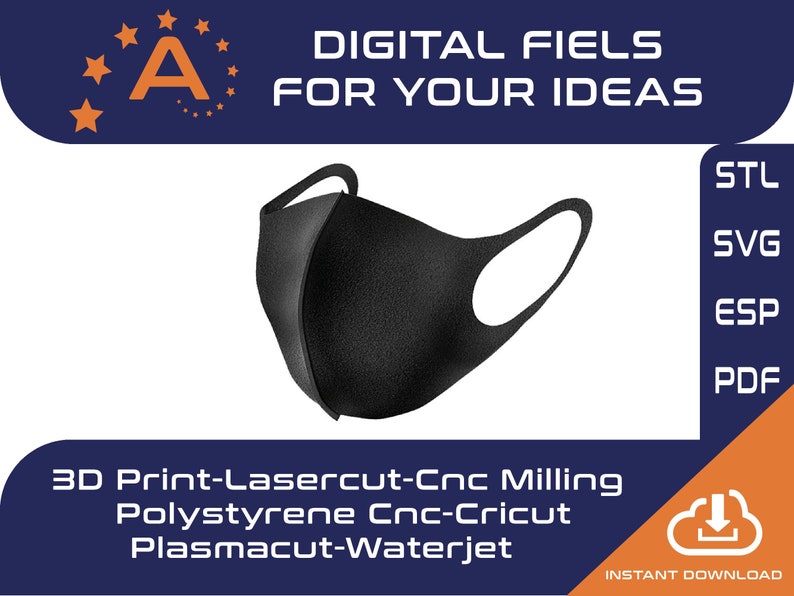 Digital Template Mask Neoprene Stl Pdf Svg Esp Laser Etsy