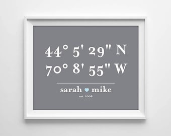 Coordinates Print, Wedding Print, Couples Gift, GPS Coordinates Art, Custom Coordinates Print, Personalized Wedding Gift, Digital Download