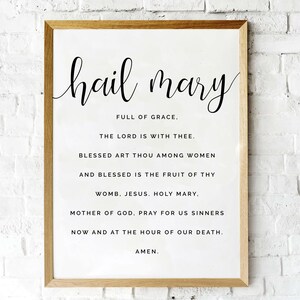 Catholic Art, Hail Mary Print, Hail Mary Wall Art, Catholic Print, Catholic Printable, Minimal Wall Art, Prayer Print, Instant Download image 2