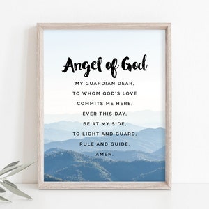 Beschermengel print, Katholieke Kids kunst, Kids gebed Wall Art, Angel afdrukbare, speelkamer kunst aan de muur, speelkamer afdrukbare, Instant Download