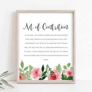 Act of Contrition Printable, Confession Prayer, Catholic Art, Catholic Print, Catholic Printable, Minimal Prayer Print, Instant Download