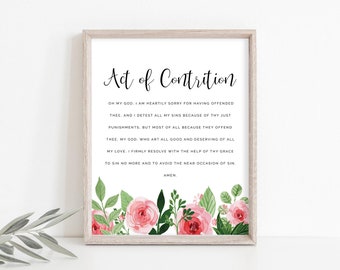 Act of Contrition Printable, Confession Prayer, Catholic Art, Catholic Print, Catholic Printable, Minimal Prayer Print, Instant Download