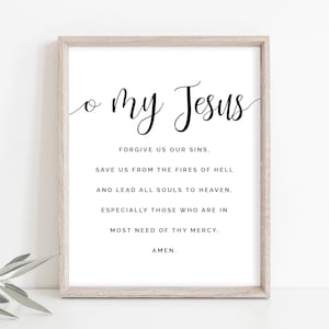 Katholische Kunst, Fatima Gebet Druck, O mein Jesus Wandkunst, katholischen Gebet Druck, katholischen druckbare, Instant Download