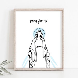 Blessed Virgin Mary Print, Immaculate Conception, Catholic Art, Hail Mary Print, Hail Mary Wall Art, Catholic Print, Instant Download