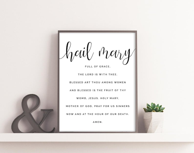 Catholic Art, Hail Mary Print, Hail Mary Wall Art, Catholic Print, Catholic Printable, Minimal Wall Art, Prayer Print, Instant Download image 6