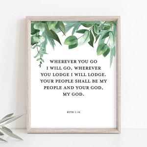 Ruth Bible Quote, Christian Wedding Print, Bible Printable, Christian Printable, Catholic Print, Catholic Printable, Instant Download