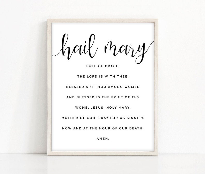 Catholic Art, Hail Mary Print, Hail Mary Wall Art, Catholic Print, Catholic Printable, Minimal Wall Art, Prayer Print, Instant Download image 4