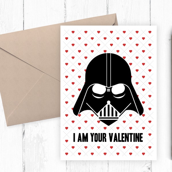 On Sale! Darth Vader Valentine, Printable Valentine Card for Him, INSTANT DOWNLOAD