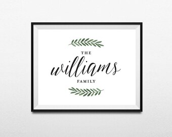 Family Sign Printable Art, Farmhouse Print, Custom Last Name Print, Personalized Family Name Print, Last Name Sign, Digital Download