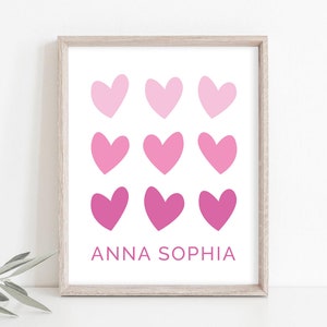 Girls Name Wall Art, Personalized Print for Girls Room, Girls Name Print, Custom Girls Name Printable, Heart Print, Digital Download