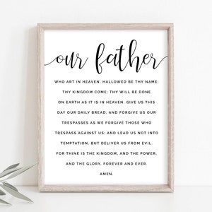 Catholic Art, Our Father Print, Our Father Art, Lords Prayer Print, Catholic Printable, Confirmation Gift, Instant Download