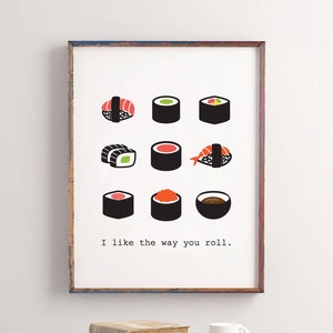 Sushi Print, Sushi Lover Gift, Funny Birthday Gift, Printable Sushi Wall Art, Sushi Printable, Sushi Art, Instant Download