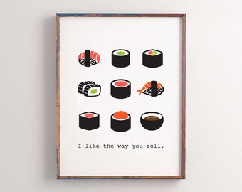 Sushi Print, Sushi Lover Gift, Funny Birthday Gift, Printable Sushi Wall Art, Sushi Printable, Sushi Art, Instant Download