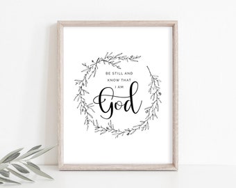 Be Still and Know Wall Art, Christian Print, Be Still and Know Print, Catholic Print, Bible Printable, Inspirational Print, Instant Download