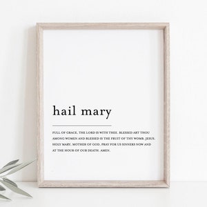 Catholic Art, Hail Mary Print, Hail Mary Wall Art, Catholic Print, Catholic Printable, Catholic Home Decor, Prayer Print, Instant Download