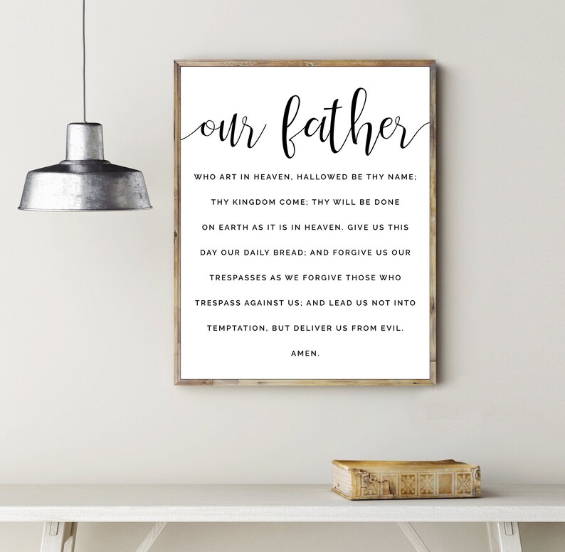 catholic art our father print our father art lords prayer etsy