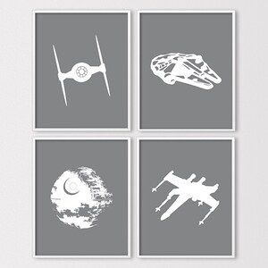 Star Wars Nursery, Millennium Falcon Wall Art, Space Vehicles, Death Star, Boys Playroom Art, Instant Download image 1