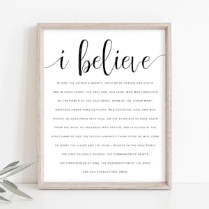 Apostles Creed Printable, Catholic Art, Catholic Print, Catholic Printable, Minimal Prayer Print, Instant Download