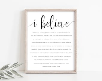 Apostles Creed Printable, Catholic Art, Catholic Print, Catholic Printable, Minimal Prayer Print, Instant Download