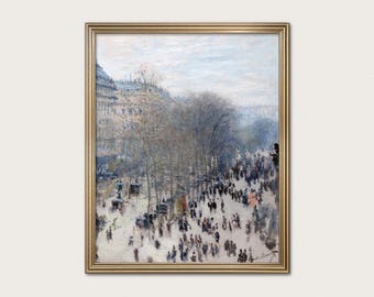 Monet Art Print - Rainy Day Paris Cityscape, Vintage Street Scene
