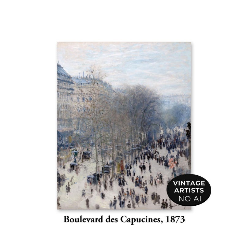Monet Art Print - Rainy Day Paris Cityscape, Vintage Street Scene afbeelding 5