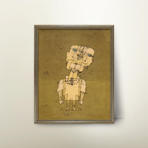 Ghost of a Genius 1920s Paul Klee Print -- vintage abstract art, modern art, klee art, cubist portrait print, abstract print