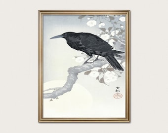 Japanese Woodblock Crow Art Print: Vintage Ohara Koson Giclée