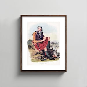 1840s MacFarlane Clan Art --- scottish portrait print, mens wall art, tartan kilt painting, home decor, fathers day gift