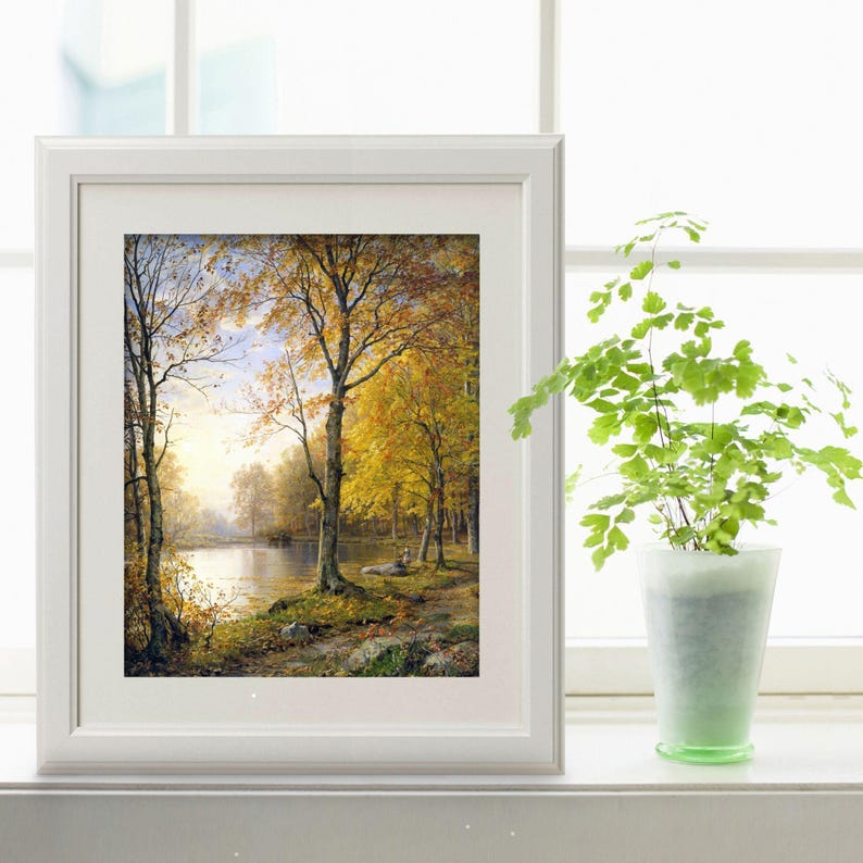 Golden Autumn Landscape | Victorian Countryside Wall Art | William Trost Richards, 1875 | Fine Art Print image 3