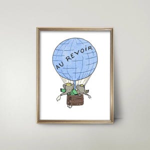 Hot Air Balloon Nursery Wall Art --- babar the elephant baby shower gift, baby boy nursery art, babar print, blue nursery decor
