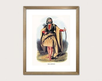 MacArthur Clan Warrior — R.R. McIan, 1845. Highland Clan Print. Scottish Tartan Art. (Museum Quality Print)