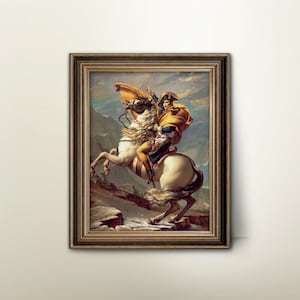 Napoleon Bonaparte Art - Antique Horse Oil Painting Print, Historical French Wall Art