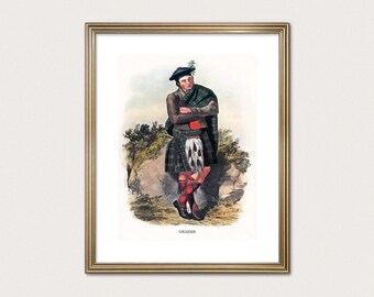 Graeme Clan Traveler — R.R. McIan, 1845. Highland Clan Print. Scottish Tartan Art. (Museum Quality Print)
