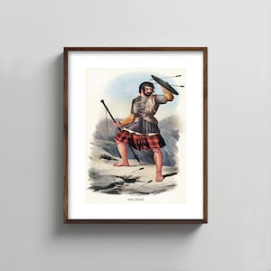 1840s MacInnes Clan Art -- scottish portrait print, mens wall art, tartan kilt painting, fathers day gift