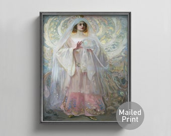 Princess of the Magic Crystal 1910 Fortune Teller Portrait - crystal ball print, magical art nouveau, vintage boho decor