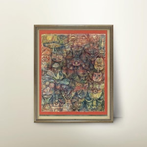 Strange Garden 1920s Paul Klee Print --- vintage abstract art, modern art plants, klee art, cubist cats, abstract print