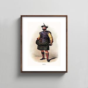 1840s Skene Clan Art --- scottish portrait mens wall art, tartan kilt painting, fathers day gift