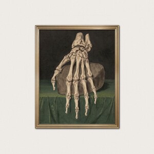 Lámina de anatomía de la mano - Esqueleto de Dark Academia, estudio médico vintage