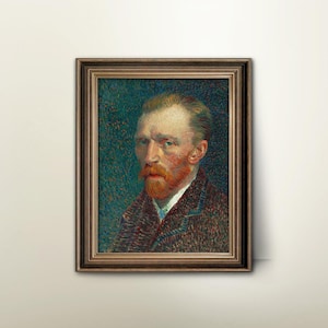 Self Portrait 1887 Van Gogh Print --- stoic bearded man art, van gogh painting, intense french artist self portrait print