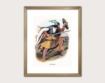 Ferguson Clan Warrior — R.R. McIan, 1845. Highland Clan Print. Scottish Tartan Art. (Museum Quality Print)