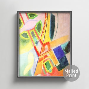 Eiffel Tower 1920s Cubist Painting french modern art, paris decor, eiffel tower print, vintage abstract wall art image 1