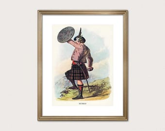 Murray Clan Warrior — R.R. McIan, 1845. Highland Clan Print. Scottish Tartan Art. (Museum Quality Print)